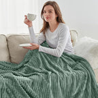 Nestl Green Throw Blanket for Couch - Cozy Warm Fuzzy Blankets for Women, Set of 2 Small Fleece Throws for Girls - Sage Green, 50 x 60 Inches