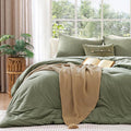 WRENSONGE Twin XL Size Comforter Sets - 3 Pieces Green Comforter Prewashed Soft Lightweight for All Seasons, Fluffy Down Alternative Comforter Twin XL Size with 2 Pillow Shams