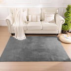 SHACOS Silky Soft Faux Rabbit Fur Area Rug 4'x6' Non Slip Washable Padded Throw Rugs Fluffy Cozy Indoor Modern Carpet for Living Room Bedroom Dining Room Kids Room Dorm Home Decor, Grey