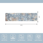 2x8 Washable Non-Slip Hallway Runner Rug – Modern Coastal Abstract Neutral Stain-Resistant Low-Pile Carpet Runner for Kitchen Entryway Bedroom Bathroom (Blue Rust,2x8)