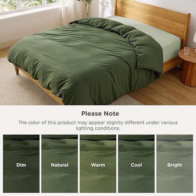 Bedsure Duvet Cover King - Only Includes 1 Duvet Cover (104"x90"), Hotel Luxury Soft Double Brushed All Season Bedding for Kids & Adults, Zipper Closure, Olive Green (No Comforter, No Pillow Shams)