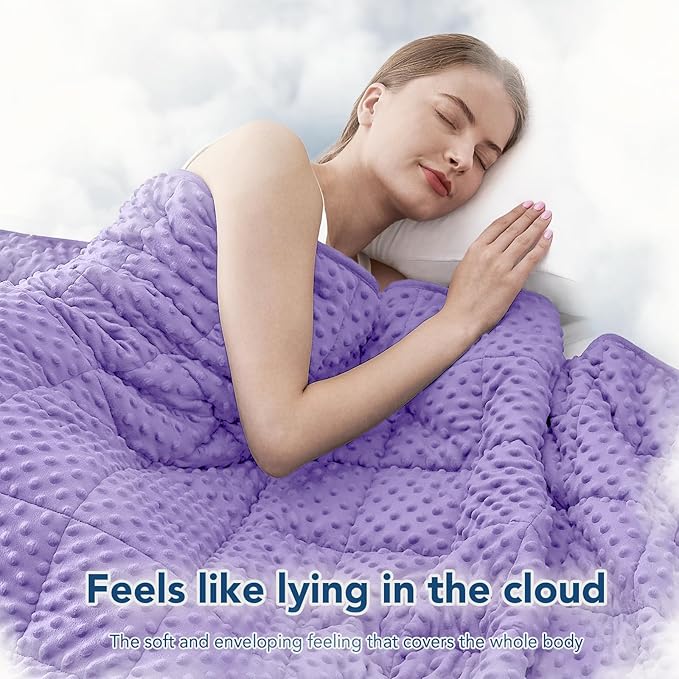 Topcee Weighted Blanket for Adults (20lbs 60"x80"), Minky Dots Heavy Blanket for Woman, Man Sleeping, Soft, Cozy and Cooling Weighted Throw Blankets, Machine Washable, Purple
