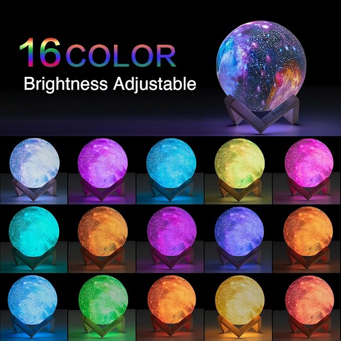 Moon Lamp Galaxy Lamp Upgraded Timing 5.9 Inch 16 Colors 3D Moonlight Galaxy Light,Moon Night Light for Adults,Kids Lamp Moon Gifts for Women Girls Boys Bedroom