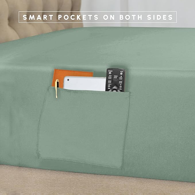 Elegant Comfort 8-Piece Pinch Pleated Comforter Set - All Season Complete Bed in a Bag, Includes 4pc Smart Sheet Set, Bed Skirt, Comforter, Matching Pillowcases and Shams, Twin/Twin XL, Sage Green