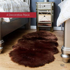 Silky Soft Faux Fur Rug, 2 ft. x 6 ft. Brown Fluffy Rug, Sheepskin Area Rug, Shaggy for Living Room, Bedroom, Kid's Room, or Nursery, Home Décor Accent, Machine Washable with Non-Slip Backing