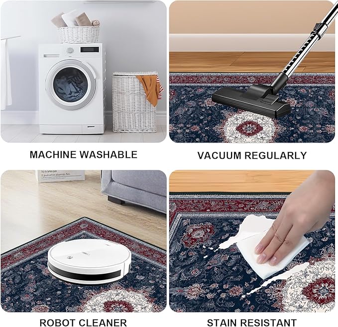 Spring Flower Area Rug 2x3 ft Entry Rug Washable Boho Rugs Non Slip Low Pile Floral Door Mat Small Carpet for Bedroom, Bedside, Kids Room, Office, Dining Room