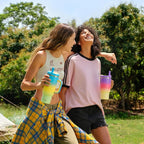 ENCOOL 40 oz Tumbler with Handle and Straw: Stainless Steel Insulated Tumbler Keeps Cold for 24 Hours, Leakproof Travel Cup Fits in Cup Holder and BPA-Free, Sunny Breeze