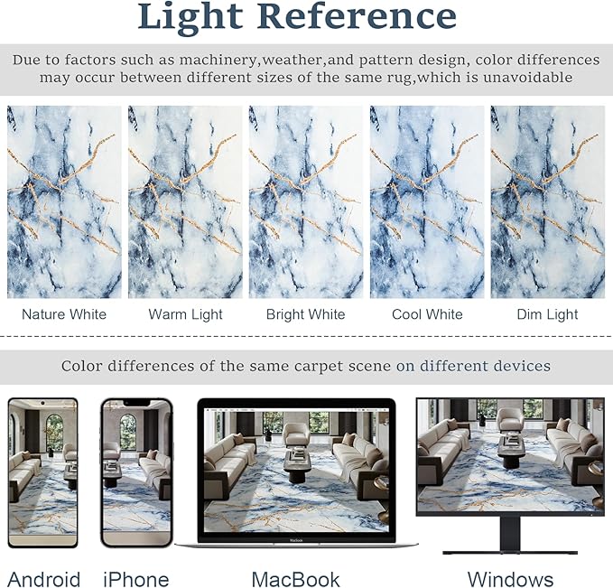 CRYPTOLITE Area Rugs 8x10 Rug for Living Room Abstract Washable Rug with Non-Slip Backing Low Pile Area Rug for Bedroom, Dining Room, Blue