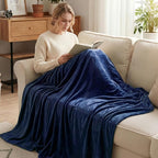 Exclusivo Mezcla Fleece Throw XL Blanket for Couch, Sofa, Super Soft and Warm Navy Blue Blankets, All Season, Cozy, Plush, Lightweight, 50x70 Inches