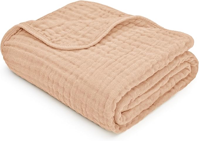 Comfy Cubs Muslin Baby Blanket - Soft, Lightweight, 6-Layer Cotton Swaddle Blankets for Newborns, Infants & Toddlers - 40" x 40" Large, Breathable & Versatile for Sleeping & Tummy Time - Cream