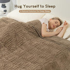 Cottonblue Jacquard Weighted Blanket for Adults 15 lbs Queen Size, Cozy Fluffy Sherpa Fleece Weighted Throw Blankets 60" x 80" for Sleep Relax, Fuzzy Warm Arch Heavy Blanket Soft for Bed Couch, Khaki