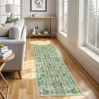 Lahome Chloe Insect Botanical 2'6"x10' Green Runners for Hallways,Non Slip Washable Kitchen Bathroom Runner Rug,Soft Non Skid Indoor Rugs for Entryway Laundry Bedroom(Green,2'6"x10')