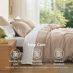 Bedsure Duvet Cover Full Size - Soft Double Brushed Bedding Set for Kids & Adults, Zipper Closure, 3 Pieces, Includes 1 Duvet Cover (80"x90") & 2 Pillow Shams, NO Comforter, Hazel