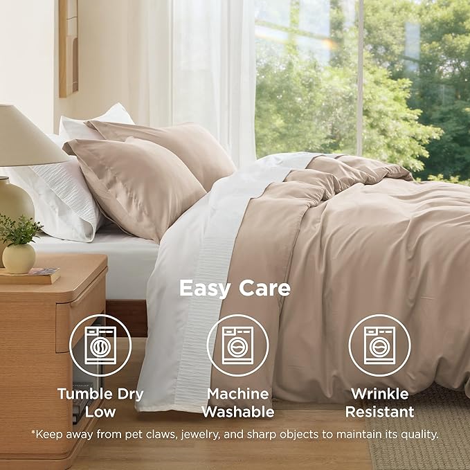 Bedsure Duvet Cover Full Size - Soft Double Brushed Bedding Set for Kids & Adults, Zipper Closure, 3 Pieces, Includes 1 Duvet Cover (80"x90") & 2 Pillow Shams, NO Comforter, Hazel