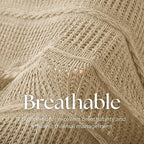 Boho Knitted Chenille Blanket with Tassels - Lightweight & Soft All-Season Throw - 3D Classic Pattern for Living Room Bedroom Couch, Sandy Beige, Twin 60"x80"