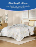 YnM 25lbs Weighted Blanket for Adults, Cooling Nylon/PE Heavy Bed Throw Blanket with Cooling Glass Beads for All Season Use, Ideal for ~240lbs (60x80 Inches, Queen, Jungle Bloom)