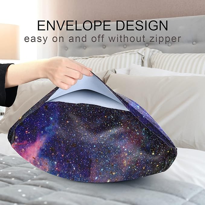 Nebula Galaxy Sky Satin Pillowcase for Hair and Skin, Purple Galaxy Space Silk Pillow Case with Envelope Closure, Standard Size 20x26 inches, 1 PC