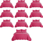 IR Imperial Rooms Queen Quilt Bedding Set (90" x 96") - Bulk Pack of 10 Wholesale for Hotels, Guest Bedroom & Airbnbs - Lightweight Microfiber Reversible Embossed Quilts Bedspreads (Pink)