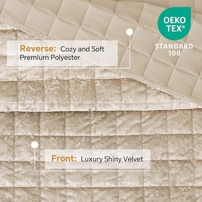 BEDELITE Velvet Quilt Set King Size - Luxury Velvet Comforter Bedding Set 3 Pieces, Lightweight Soft Cozy Shiny Urban Taupe Oversized Bedspread Coverlet for All Seasons with 2 Pillow Shams