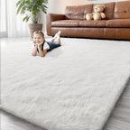 Shag White Rug 6x9 Area Rugs for Bedroom Dorm Living Room - Non Slip Ultra Soft Large Fluffy Fuzzy Plush Shaggy Furry Bedsied Rug for Kids Room Nursery Playroom,Modern Home Office Carpet Decor