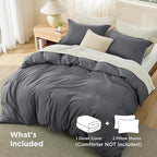 Bedsure Duvet Cover King Size - Soft Double Brushed Bedding Set for Kids & Adults, Zipper Closure, 3 Pieces, Includes 1 Duvet Cover (104"x90") & 2 Pillow Shams, NO Comforter, Dark Grey