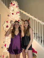 Ekouaer Satin Pajama Set for Women Silk Pjs for Women Set Camisole Top and Shorts with Ruffle Sleepwear