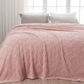 NEWCOSPLAY Super Soft King Blanket Dusty Pink Love Premium Silky Flannel Fleece 3D Heart Checkered Lightweight Bed Blanket All Season Use (Dusty Pink Love, King(90"x110"))