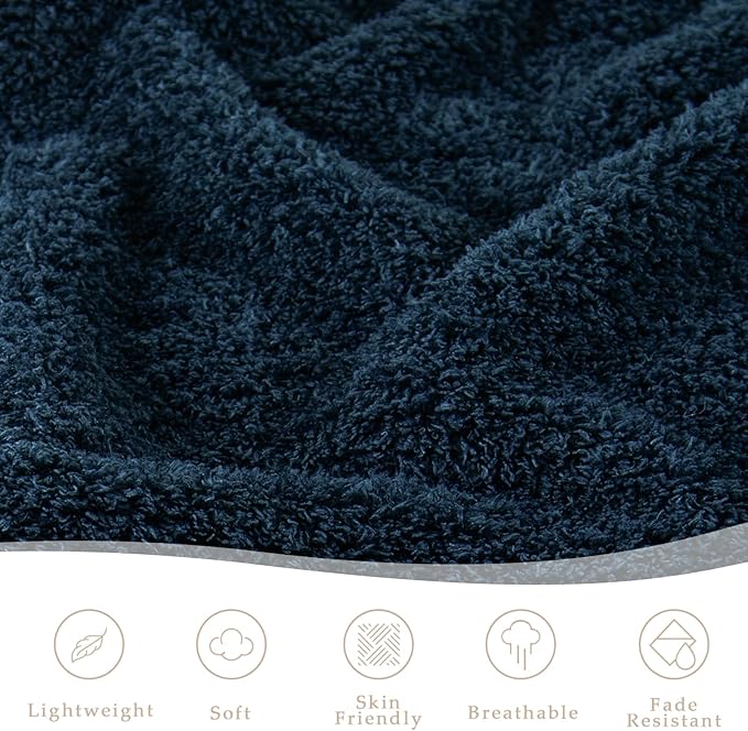 Exclusivo Mezcla Fleece King Size Bed Blanket, Ultra Soft, Lightweight and Fuzzy Navy Blue Blanket for Women, Home Decor, 90x104 Inches