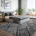 junovo 4x6 Fluffy Shaggy Area Rugs - Ultra Soft Washable High Pile Bedroom Rug for Kids, Living Room, Nursery & Dorm - Non-Slip Floor Carpet, Grey Aesthetic Home Decor