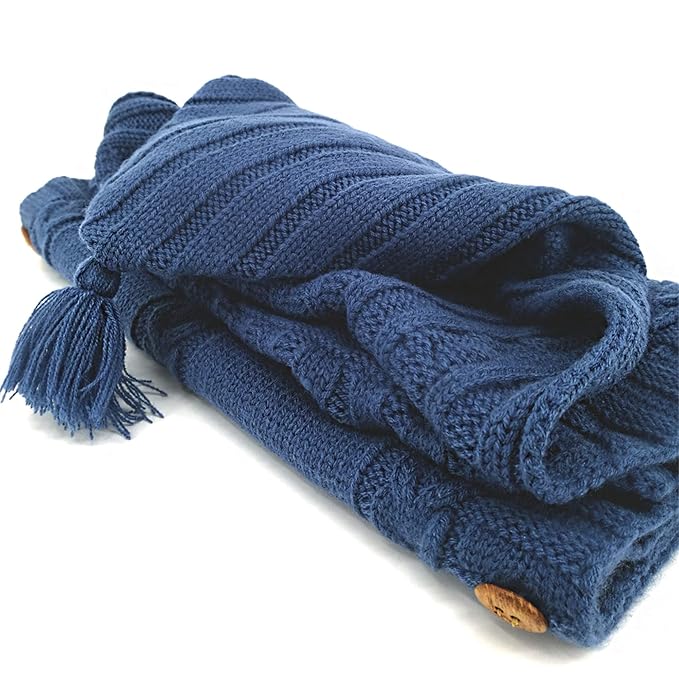 XMWEALTHY Newborn Baby Wrap Swaddle Blanket Knit Sleeping Bag Receiving Blankets Stroller Wrap for Baby Blue 0-6 Month