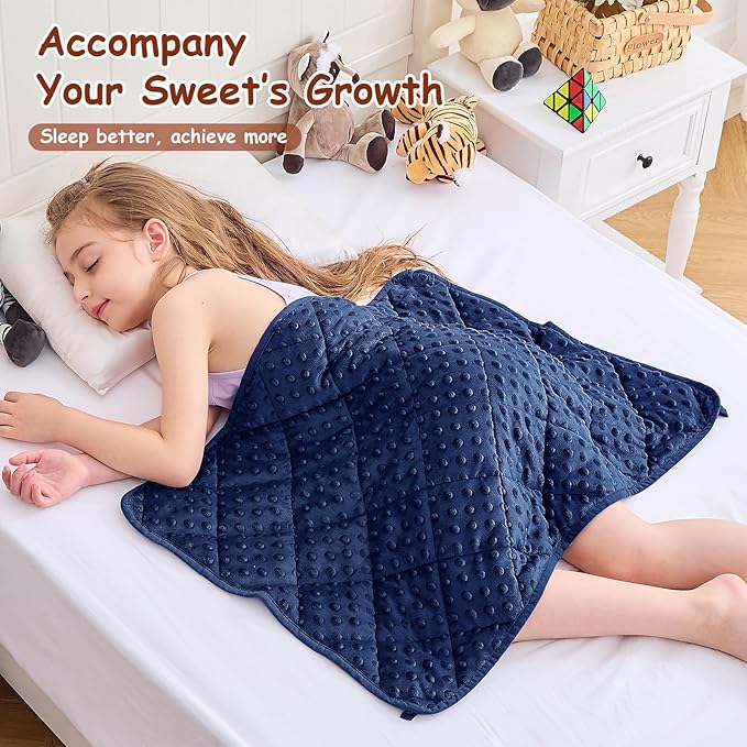 yescool Weighted Lap Pad 2 lb Blue Small Lap Blanket, Weighted Lap Blanket Cooling Heating Weighted Throw Blankets, Minky Blankets Gifts for Travel Outdoor Indoor, 20 * 30in