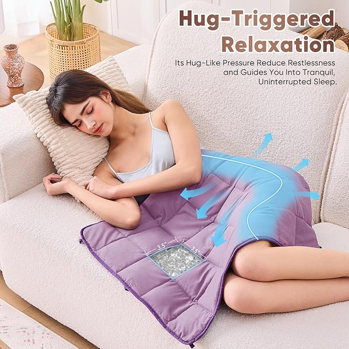 Purple Weighted Lap Blanket for Adults 5lbs, 29"x33" Cooling Heavy Throw Blanket, Portable Travel Weighted Blankets, Soft Small Blankets Gift for Sleeping