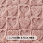 NEWCOSPLAY Super Soft Twin Blanket Dusty Pink Love Premium Silky Flannel Fleece 3D Heart Checkered Lightweight Bed Blanket All Season Use (Dusty Pink Love, Twin(60"x80"))