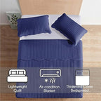 IR Imperial Rooms Twin Quilt Bedding Set (68” x 86”) - Bulk Pack of 10 Wholesale for Hotels, Guest Bedroom & Airbnbs - Lightweight Microfiber Reversible Embossed Quilts Bedspreads (Navy)