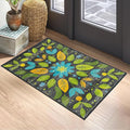 Area Rug 2x3 ft Rug Washable Boho Rugs Non Slip Low Pile Floral Small Carpet for Bedroom, Bedside, Kids Room, Office, Dining Room (Green Leaf, 2x3 ft)