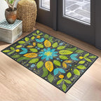 Area Rug 2x3 ft Rug Washable Boho Rugs Non Slip Low Pile Floral Small Carpet for Bedroom, Bedside, Kids Room, Office, Dining Room (Green Leaf, 2x3 ft)