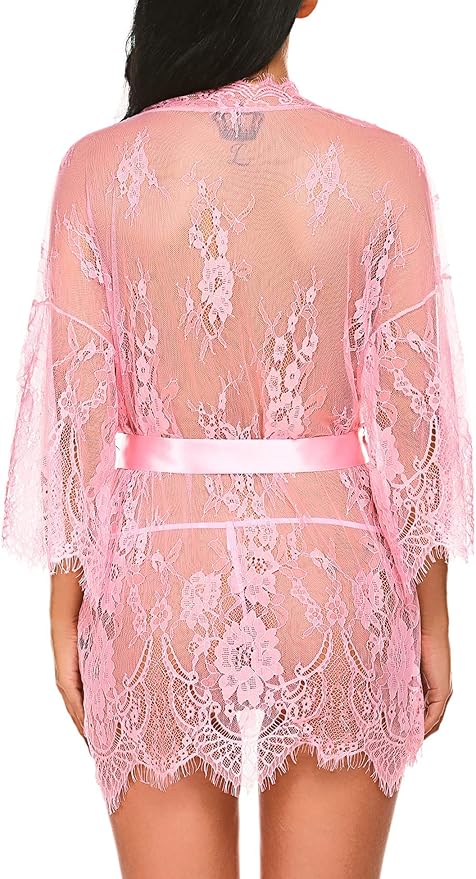 Avidlove Women's Lace Kimono Robe Babydoll Lingerie Mesh Nightgown S-5XL