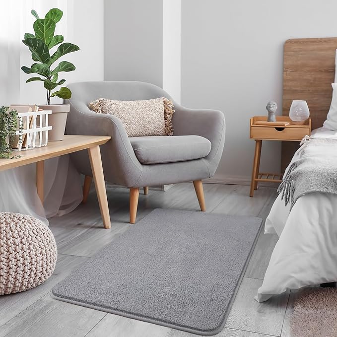 Keeko 2x3 Grey Area Rugs for Bedroom Living Room, Soft Modern Indoor Throw Rugs Low Pile Fluffy Small Rug Door Mat Washable Non Slip Entryway Rug Carpet for Nursery Home Kids Room Decor