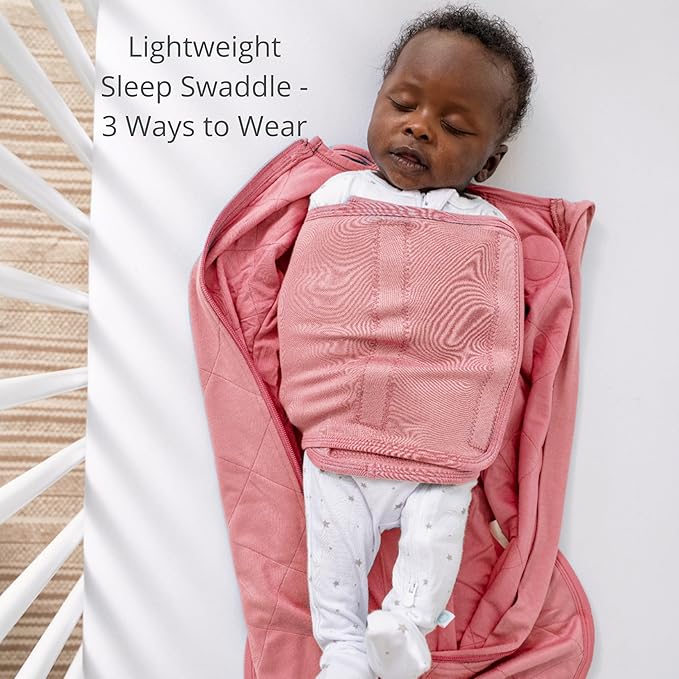 Dreamland Baby Viscose Swaddle Blanket (0-6 Months). 1.0 TOG Ultra Soft Swaddle Blanket w/Built in Band. 97% Viscose, 3% Spandex (Rose). Mom-Owned US Business, Premium Materials