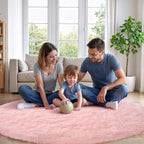 Blivonta Pink Round Rug for Bedroom, 4Ft Fluffy Circle Area Rugs for Living Room, Shag Fuzzy Carpet for Kids Room, Nursery, Dorm, Classroom, Teen, Cute Baby Play Mat Home Decor Aesthetic