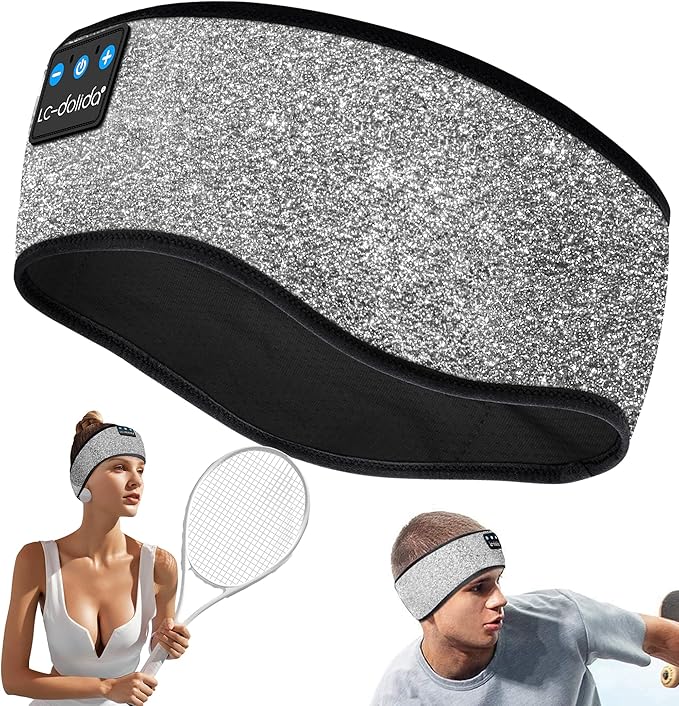 LC-dolida Headband Headphones Bluetooth 5.4 Headband, Sleep Headphones with Ultra-Thin HD Stereo Speaker, Sleep Headband Earphones Wireless for Workout Yoga Insomnia Running Meditation Gifts