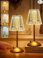 Upgraded Nightstand Lamps Set of 2, 3 Colors Dimmable Crystal Table Lamp Gold Lamp, Touch Lamp Bedroom Lamps, Rechargeable Small Lamp, Bedside Lamps Set of 2 for Bedroom Living Room Bathroom Hotel Bar