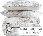 Southshore Fine Living, Inc. Oversized Quilt Bedding Set, 2-Piece Twin XL Coverlet with Matching Pillow Sham, Bayberry Print Coverlet, All Season Quilt Bedspread, Lightweight Twin XL Quilts, Ivory