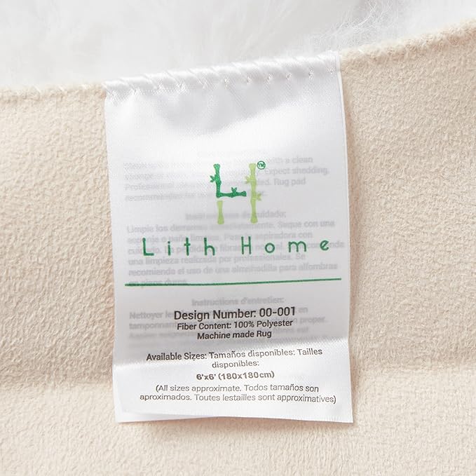 Lith Home African Decor for Home/Faux Rabbit Fur Area Rug Throw/Client Call It Impactful Gift - Soft Plush Luxurious Nursery, Living and Bedroom Floor, Chair Couch Sofa Bed Cover- 6x6 ft (White)