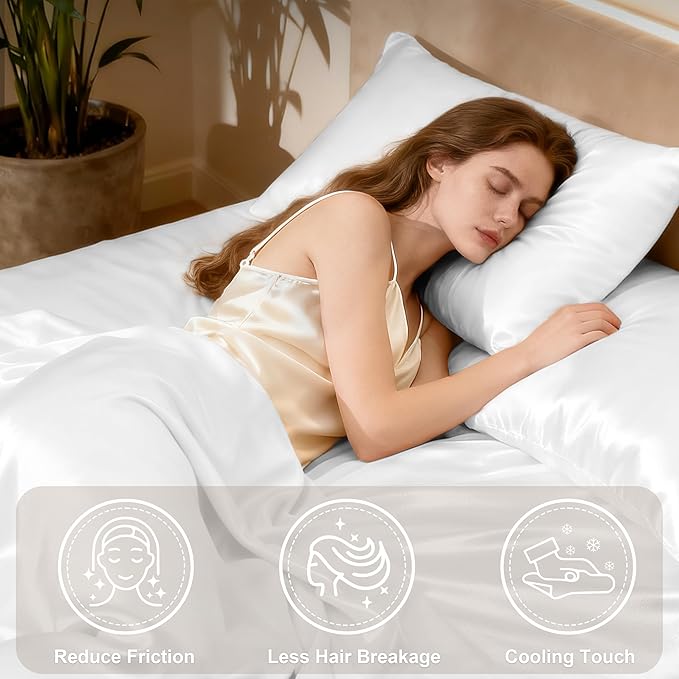 Love's cabin Twin Silky Soft Satin Bed Linen Set - 3 Piece with Deep Pockets, Luxury Satin Sheets, Wrinkle Resistant, Fits Mattresses up to 14''