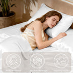 Love's cabin California King Satin Sheet Sets - 4 Piece White Silky Sheets Bed Set with Deep Pocket, Luxury Silk Feel Satin Cal King Sheet Set (1 Flat Sheet,1 Fitted Sheet,2 Pillow Cases)