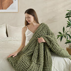 Soft Knitted Throw Blanket - 50x60 Inch Cozy & Lightweight All-Season Blanket, Wrinkle-Resistant Polyester for Couch, Bed, Sofa, Reading Nook (Green)