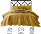 IR Imperial Rooms Twin Quilt Bedding Set (68” x 86”) - Bulk Pack of 10 Wholesale for Hotels, Guest Bedroom & Airbnbs - Lightweight Microfiber Reversible Embossed Quilts Bedspreads (Ochre)