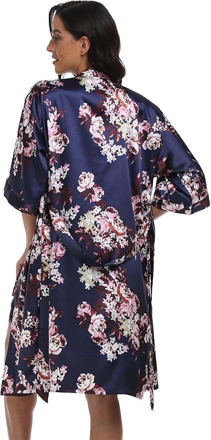 Women's Satin Robes Set with Nightgown Silk Kimono Pajamas 2 Piece Sleepwear Camisole Wedding Bride Gown Set