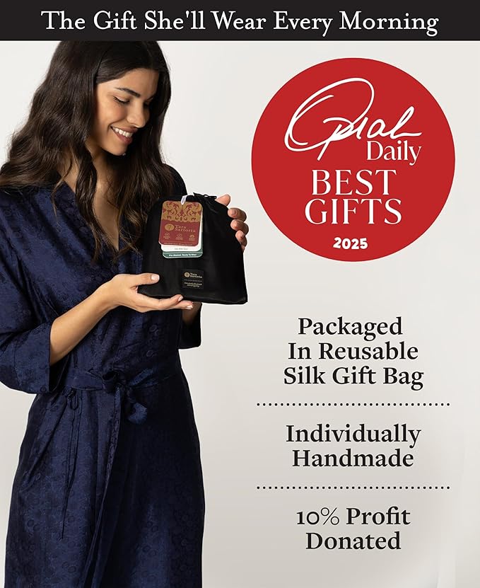 Tara Sartoria Luxury Artisan Silk Robe for Women, Washable, Full Length, Jacquard, XS–4XL, Oprah Daily 2025